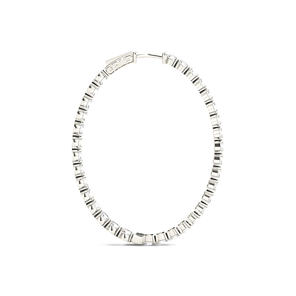 Classic 6.00 ctw Diamond Hoop Earrings Inside-Out Modern Style-VIRABYANI