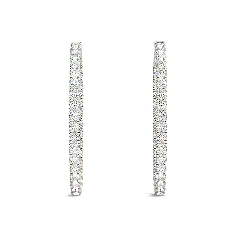 Classic 6.00 ctw Diamond Hoop Earrings Inside-Out Modern Style-VIRABYANI