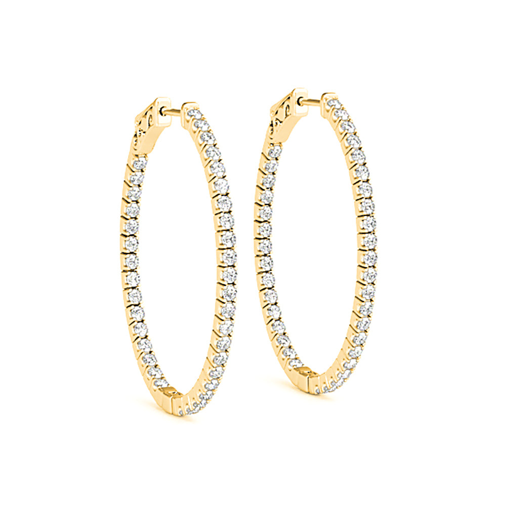 Inside-Out 1.50 ctw Diamond Hoop Earrings "U" Prong Set-VIRABYANI