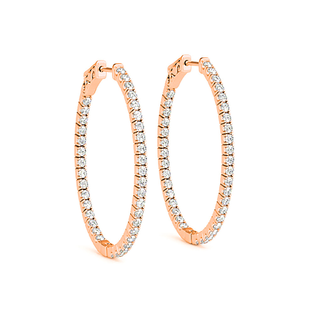 Inside-Out 1.50 ctw Diamond Hoop Earrings "U" Prong Set-VIRABYANI