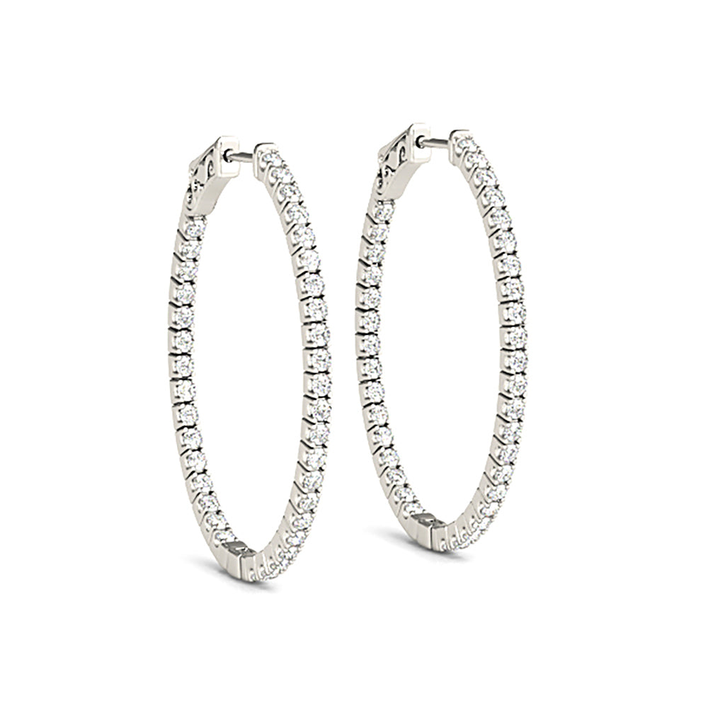 Inside-Out 1.50 ctw Diamond Hoop Earrings "U" Prong Set-VIRABYANI