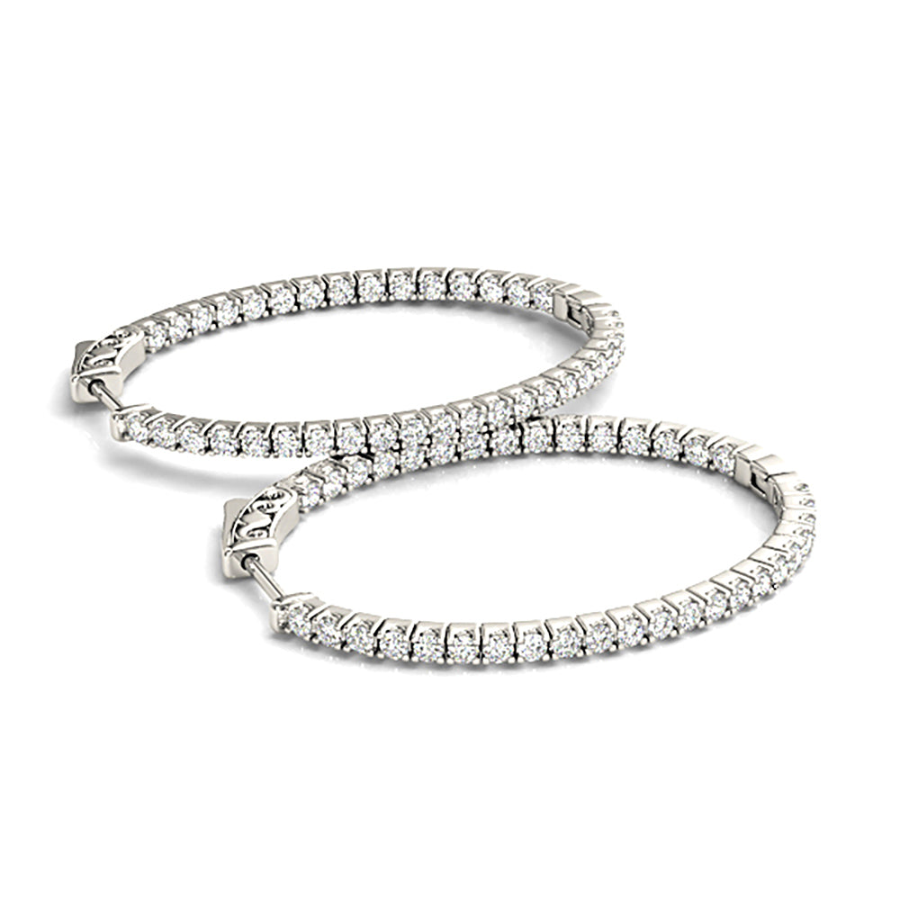 Inside-Out 1.50 ctw Diamond Hoop Earrings "U" Prong Set-VIRABYANI