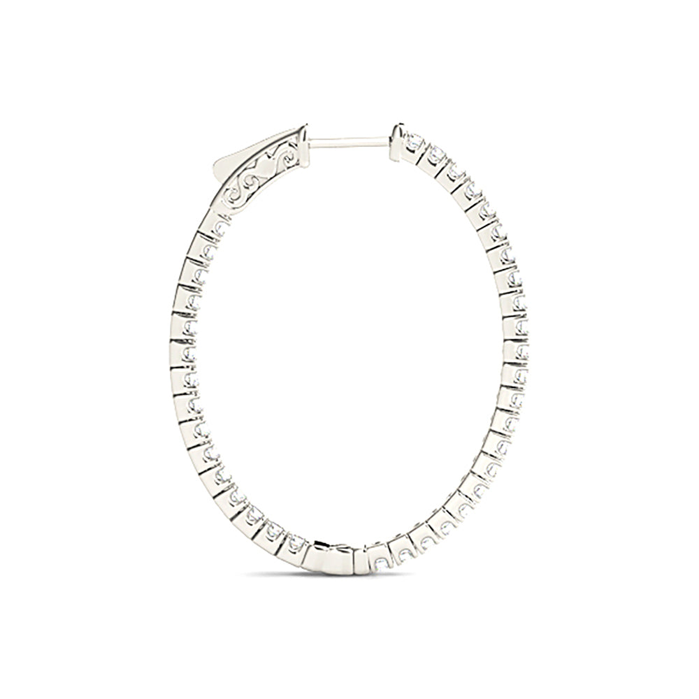 Inside-Out 1.50 ctw Diamond Hoop Earrings "U" Prong Set-VIRABYANI