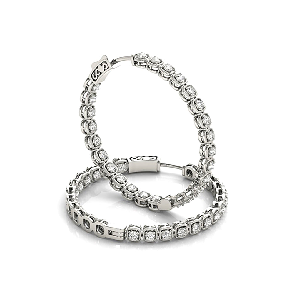 Inside-Out 1.50 ctw Diamond Cluster Hoop Earrings-VIRABYANI