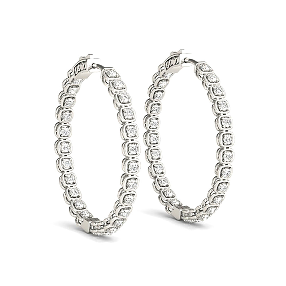 Inside-Out 1.50 ctw Diamond Cluster Hoop Earrings-VIRABYANI