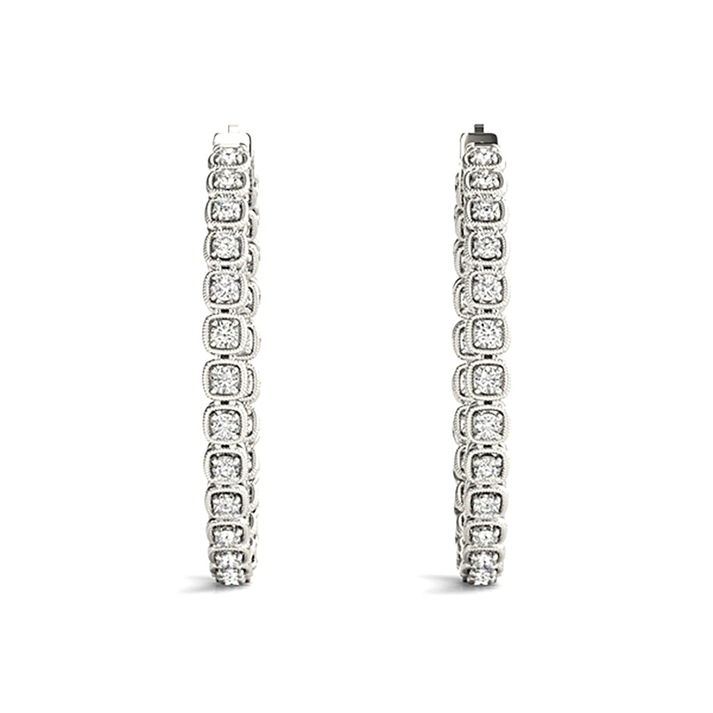 Inside-Out 1.50 ctw Diamond Cluster Hoop Earrings-VIRABYANI