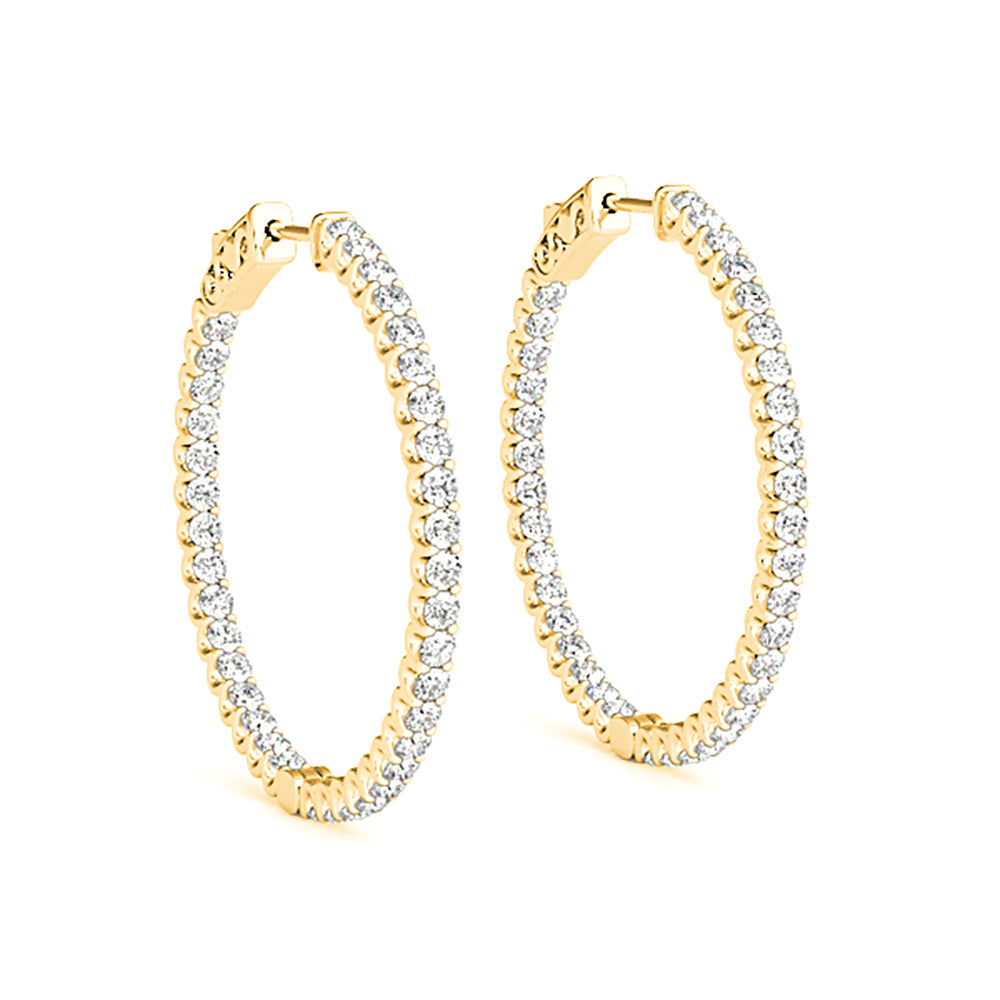 Inside-Out 1.50 ctw Diamond Hoop Earrings "U" Prong Set-VIRABYANI