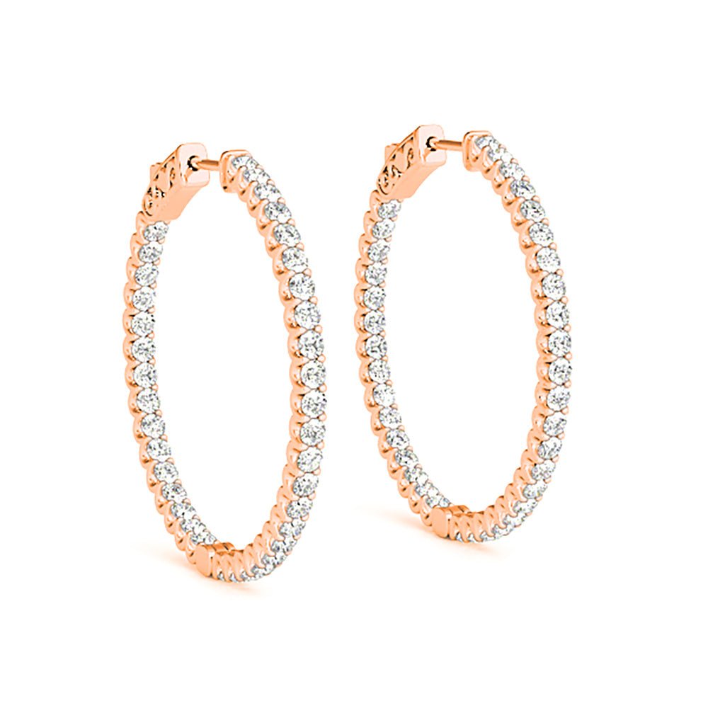 Inside-Out 1.50 ctw Diamond Hoop Earrings "U" Prong Set-VIRABYANI