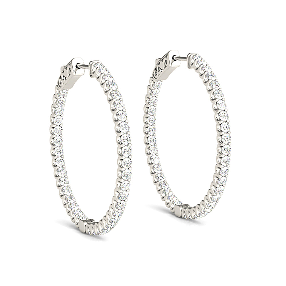 Inside-Out 1.50 ctw Diamond Hoop Earrings "U" Prong Set-VIRABYANI