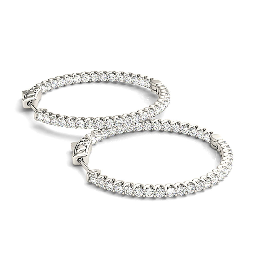 Inside-Out 1.50 ctw Diamond Hoop Earrings "U" Prong Set-VIRABYANI