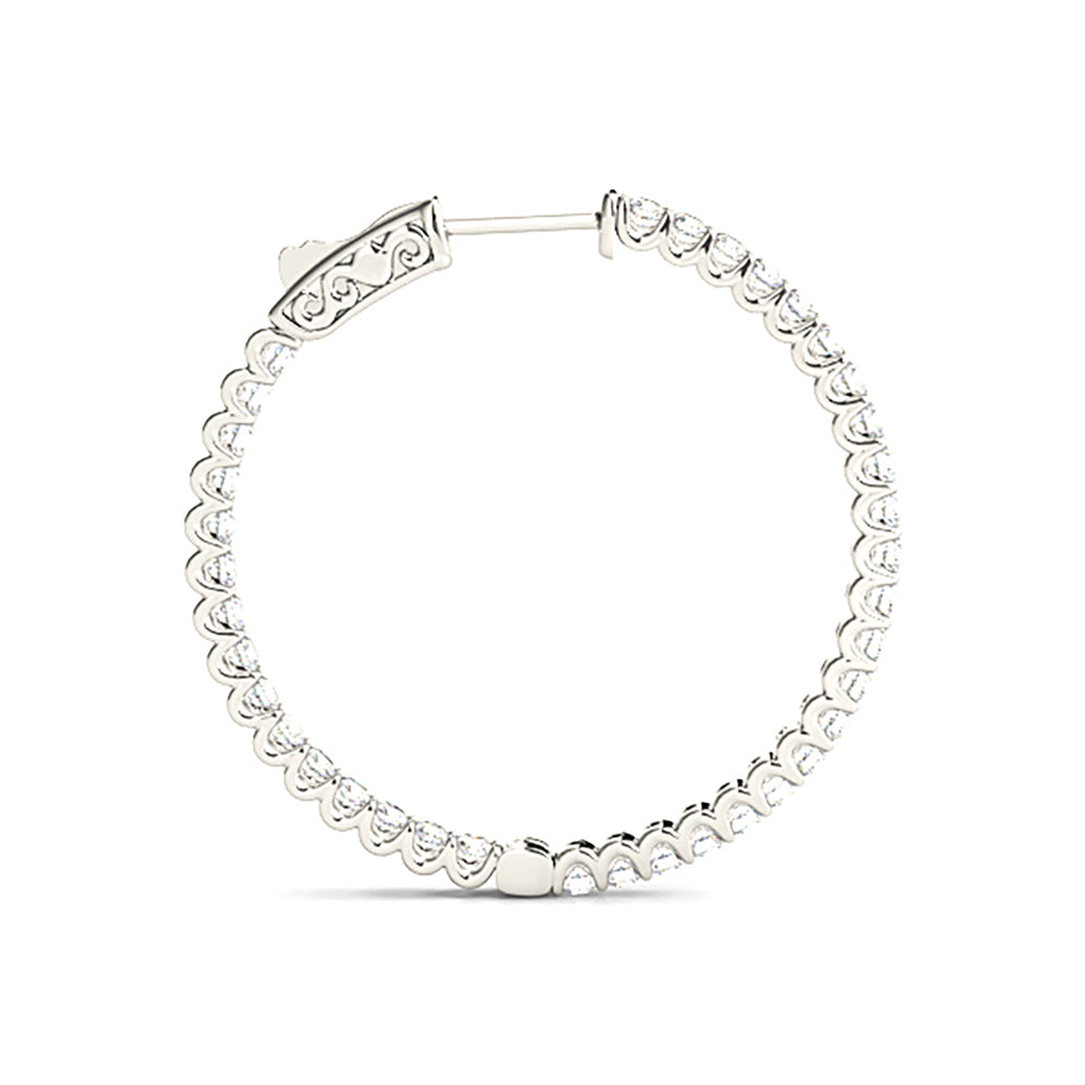 Inside-Out 1.50 ctw Diamond Hoop Earrings "U" Prong Set-VIRABYANI