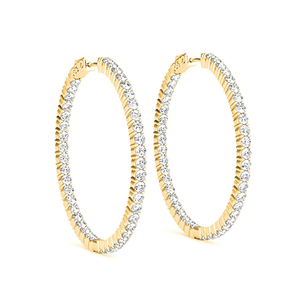 3.00 ctw Diamond Hoop Earrings Inside-Out Style Shared Prong Setting-VIRABYANI