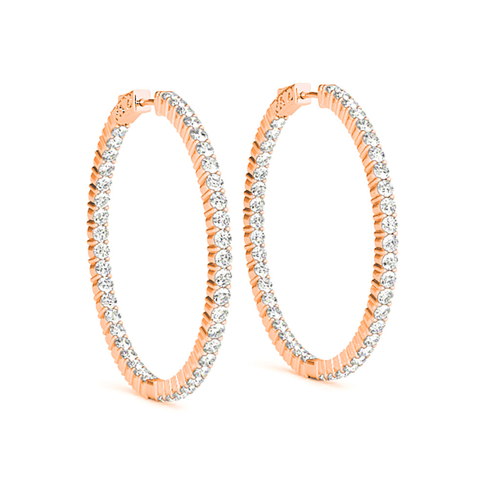 3.00 ctw Diamond Hoop Earrings Inside-Out Style Shared Prong Setting-VIRABYANI