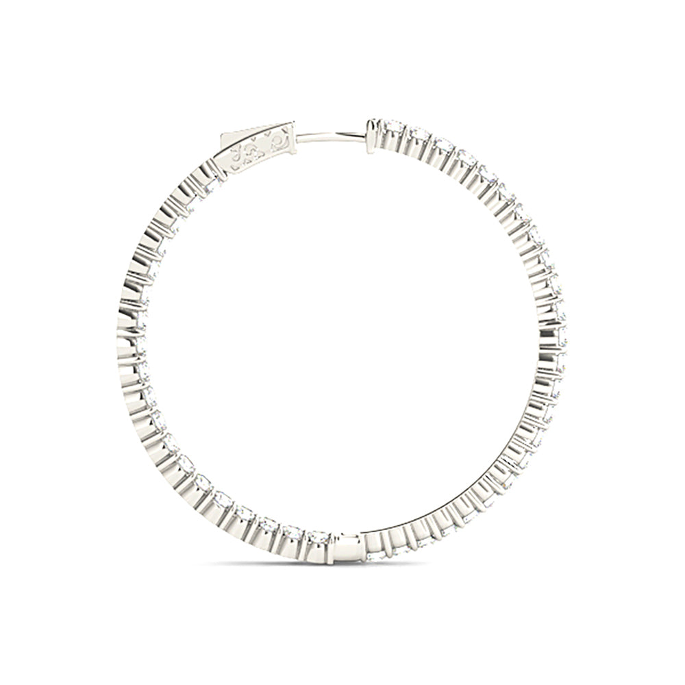 3.00 ctw Diamond Hoop Earrings Inside-Out Style Shared Prong Setting-VIRABYANI