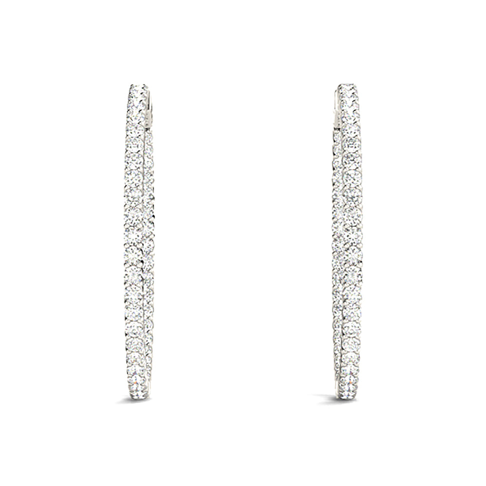 3.00 ctw Diamond Hoop Earrings Inside-Out Style Shared Prong Setting-VIRABYANI