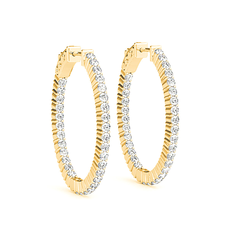 Classic Inside-Out 2.00 ctw Diamond Hoop Earrings Shared Prong-VIRABYANI