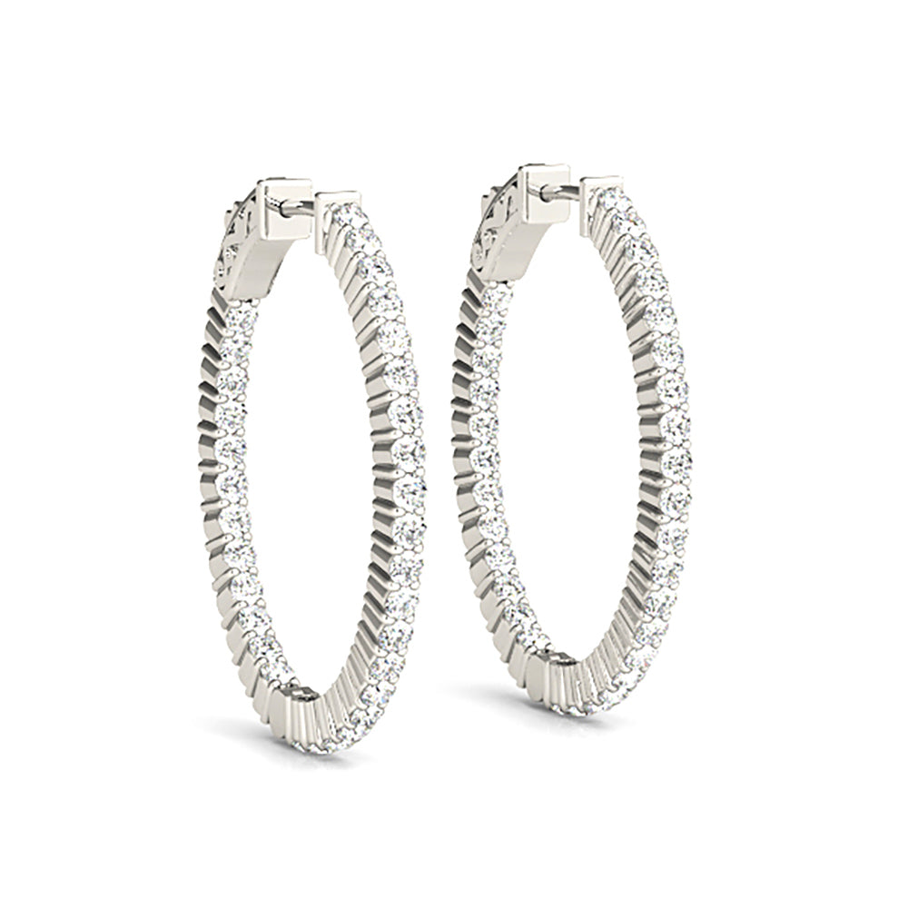 Classic Inside-Out 2.00 ctw Diamond Hoop Earrings Shared Prong-VIRABYANI
