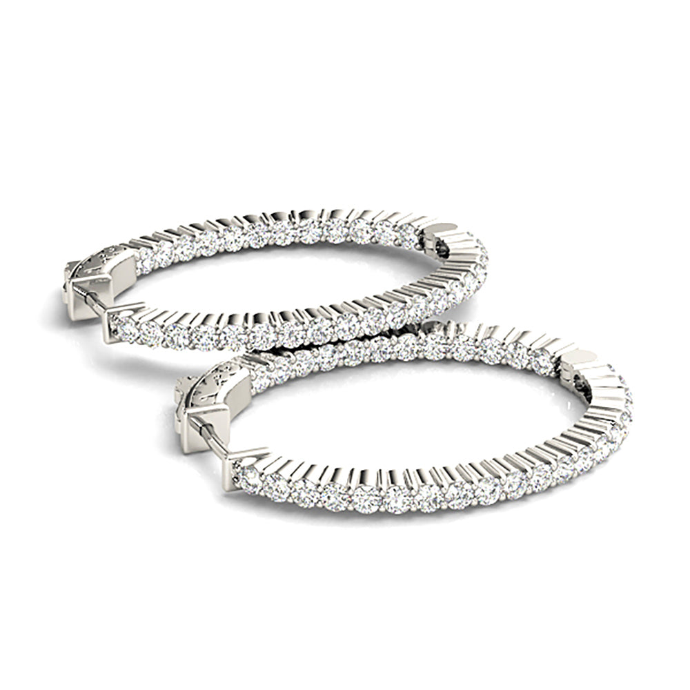 Classic Inside-Out 2.00 ctw Diamond Hoop Earrings Shared Prong-VIRABYANI