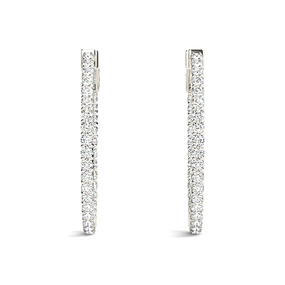 Classic Inside-Out 2.00 ctw Diamond Hoop Earrings Shared Prong-VIRABYANI