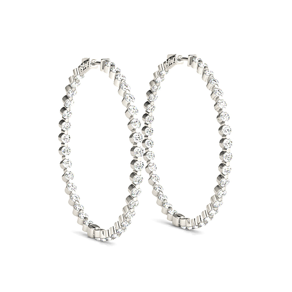 6.0 ct. Floating Diamond Hoop Earrings Inside-Out Style-VIRABYANI