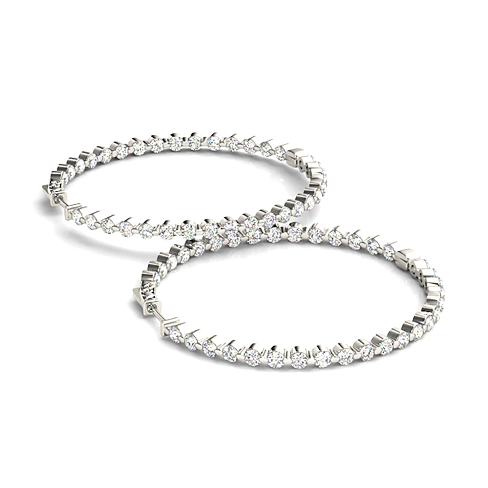 6.0 ct. Floating Diamond Hoop Earrings Inside-Out Style-VIRABYANI