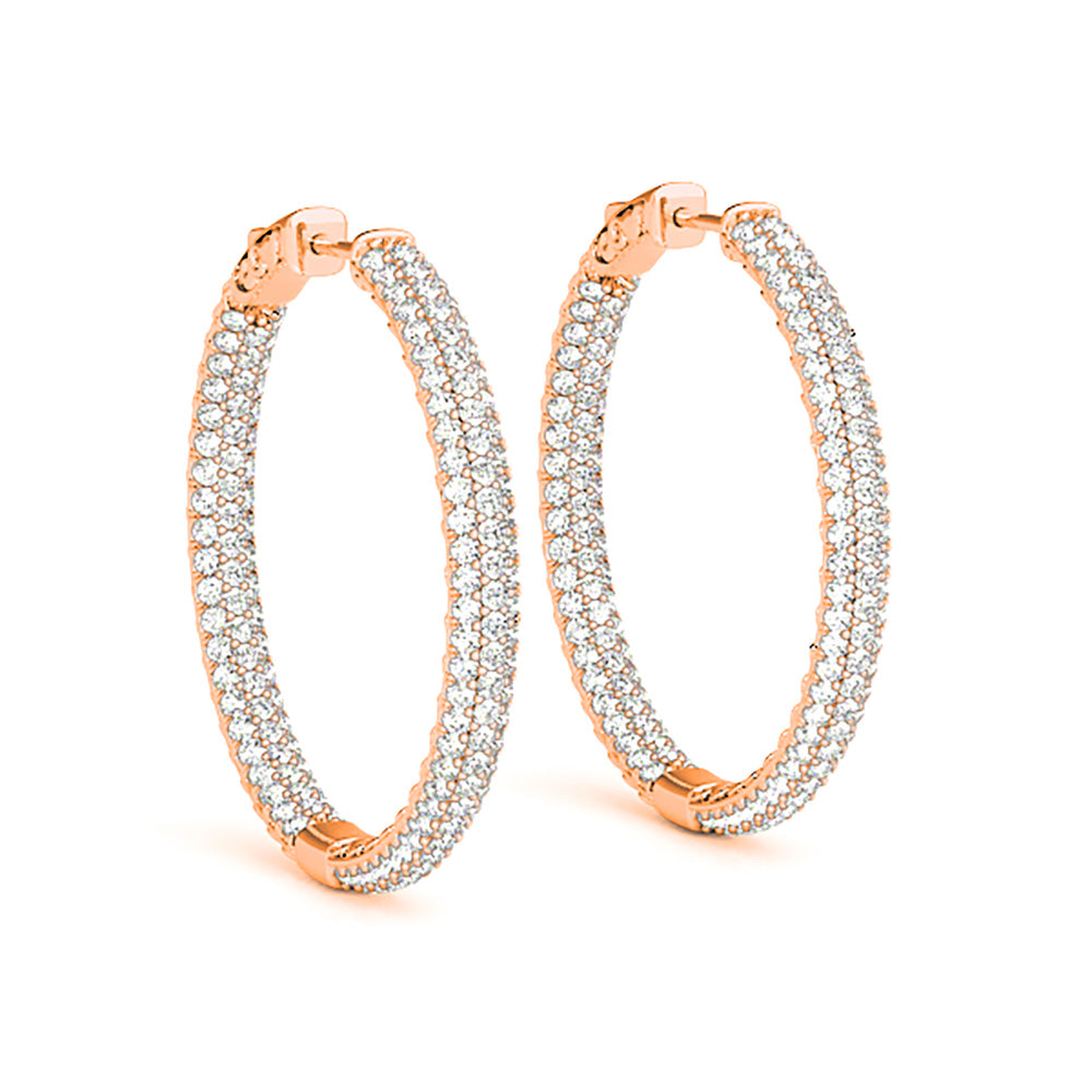 4.0 ctw Diamond Pave Hoop Earrings Inside-Out Style-VIRABYANI