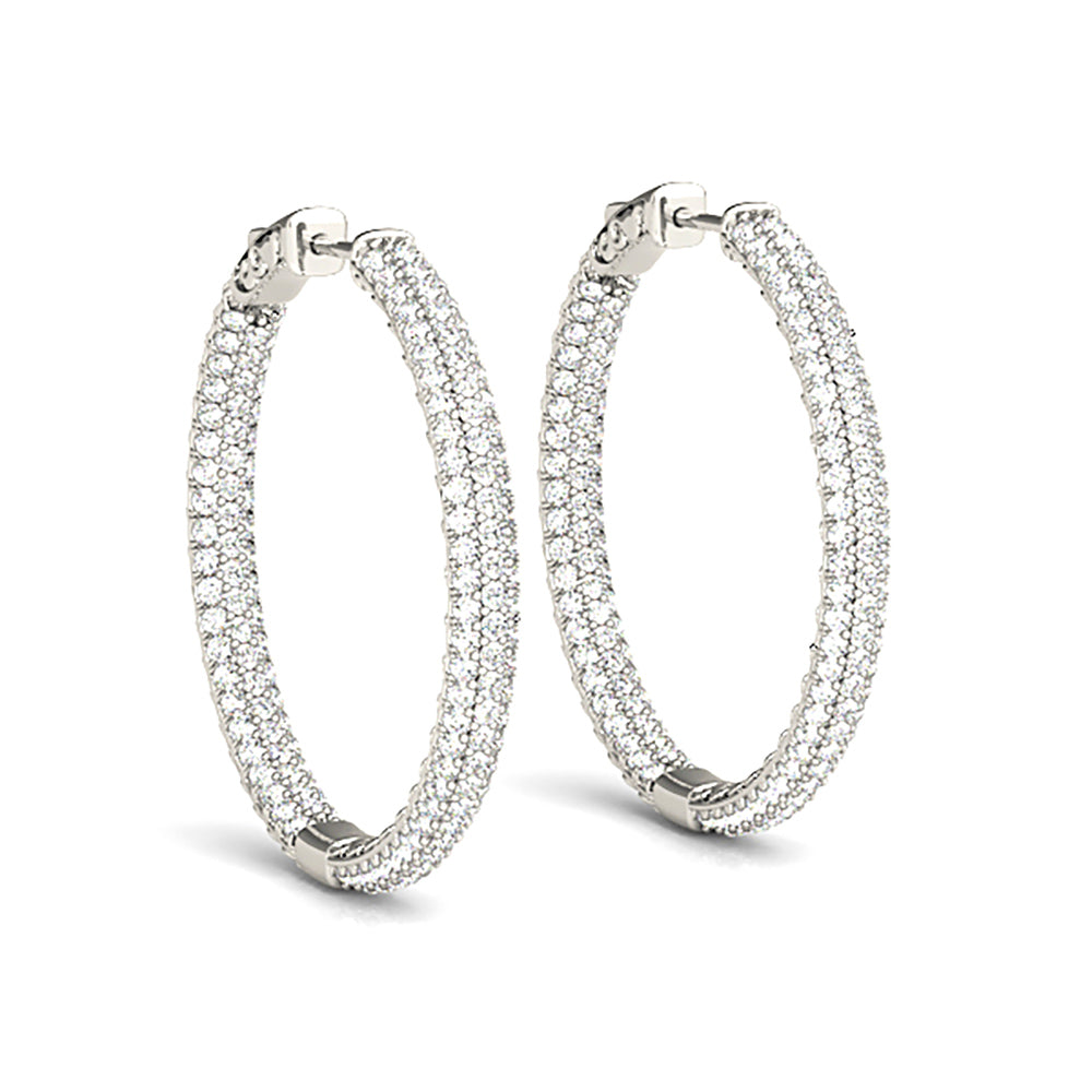 4.0 ctw Diamond Pave Hoop Earrings Inside-Out Style-VIRABYANI