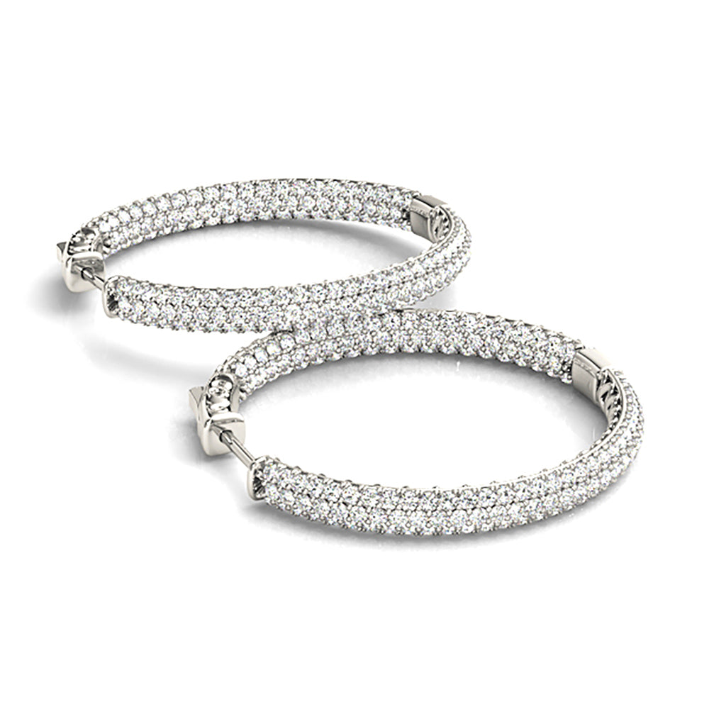 4.0 ctw Diamond Pave Hoop Earrings Inside-Out Style-VIRABYANI