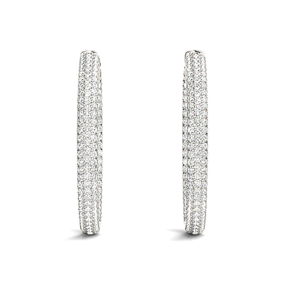 4.0 ctw Diamond Pave Hoop Earrings Inside-Out Style-VIRABYANI
