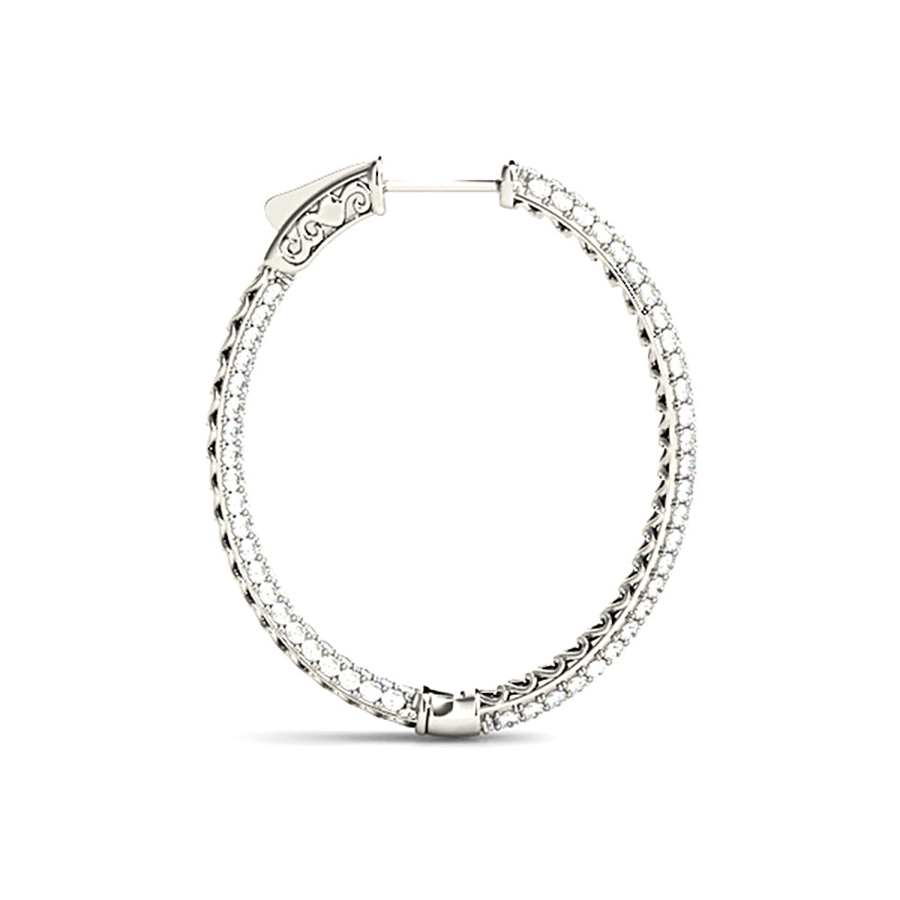 Triple Row 4.40 ctw Diamond Pave Hoop Earrings Pave Set Inside-Out-VIRABYANI