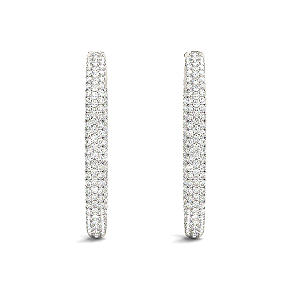 Triple Row 4.40 ctw Diamond Pave Hoop Earrings Pave Set Inside-Out-VIRABYANI