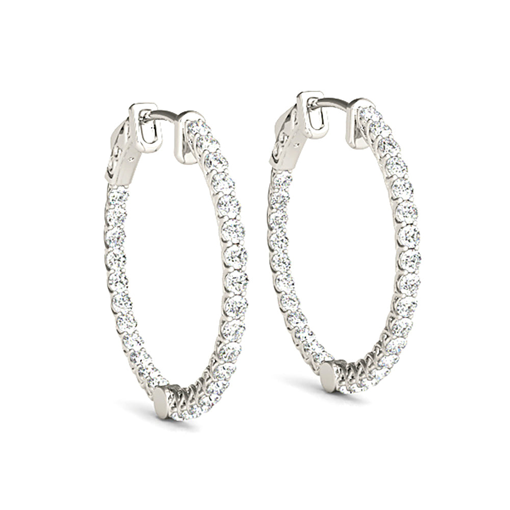 2.00 ctw Diamond Hoop Earrings Inside-Out Style-VIRABYANI