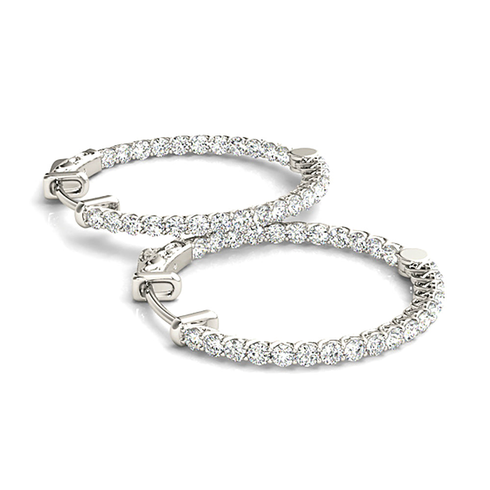 2.00 ctw Diamond Hoop Earrings Inside-Out Style-VIRABYANI