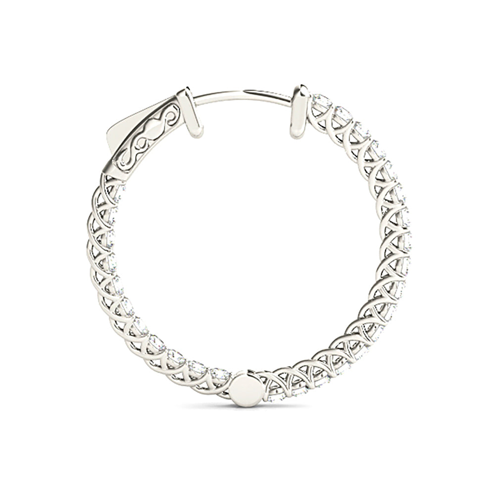 2.00 ctw Diamond Hoop Earrings Inside-Out Style-VIRABYANI