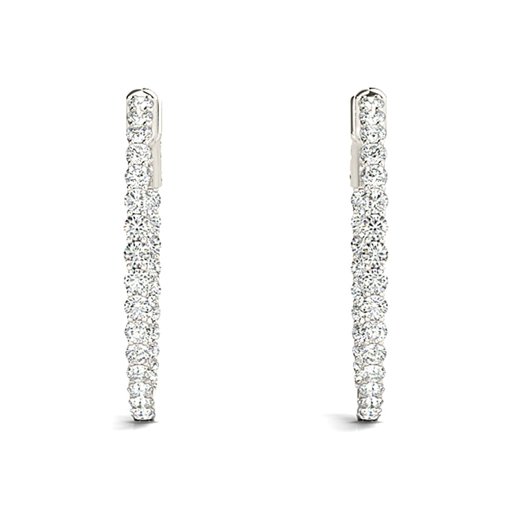 2.00 ctw Diamond Hoop Earrings Inside-Out Style-VIRABYANI