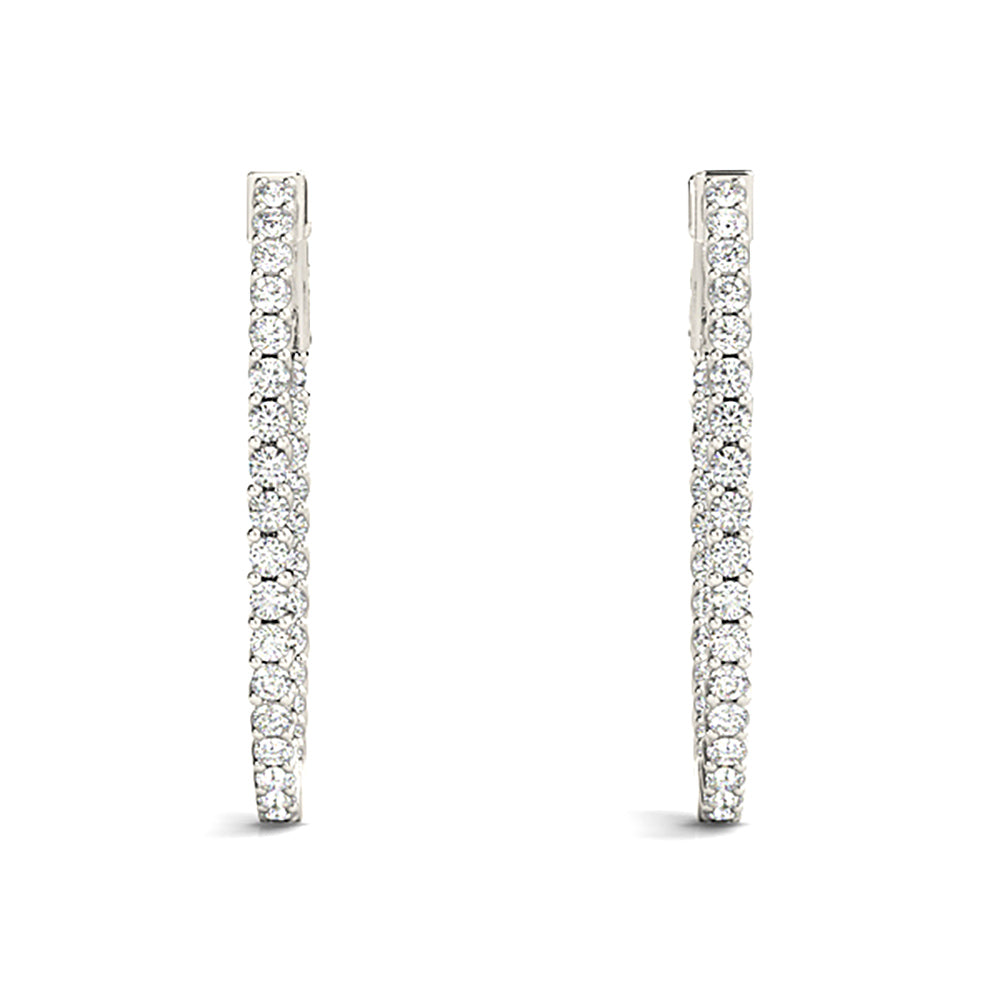 3.25 ctw Round Diamond Hoop Earrings Inside-Out Oval Shape-VIRABYANI
