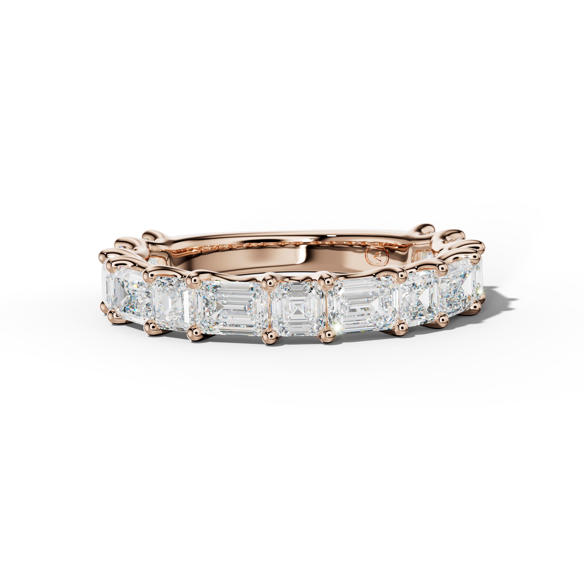 3.0 Carat East West Emerald and Asscher Diamond 3/4 Anniversary Band Shared Prong