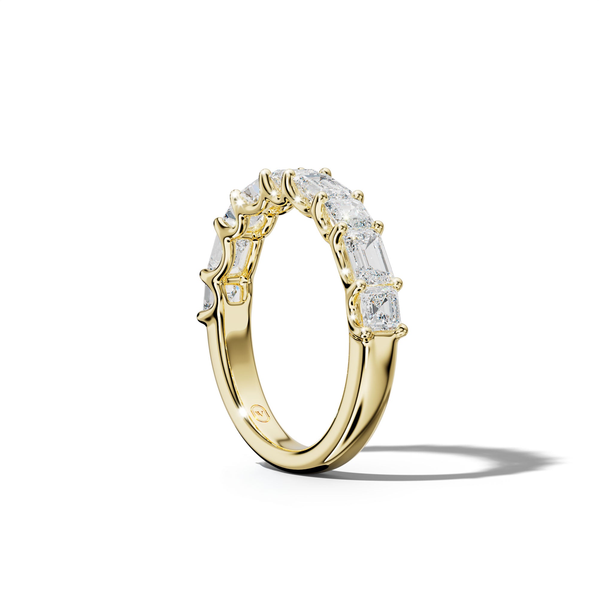 2.0 Carat East West Emerald and Asscher Diamond Half Anniversary Band Shared Prong