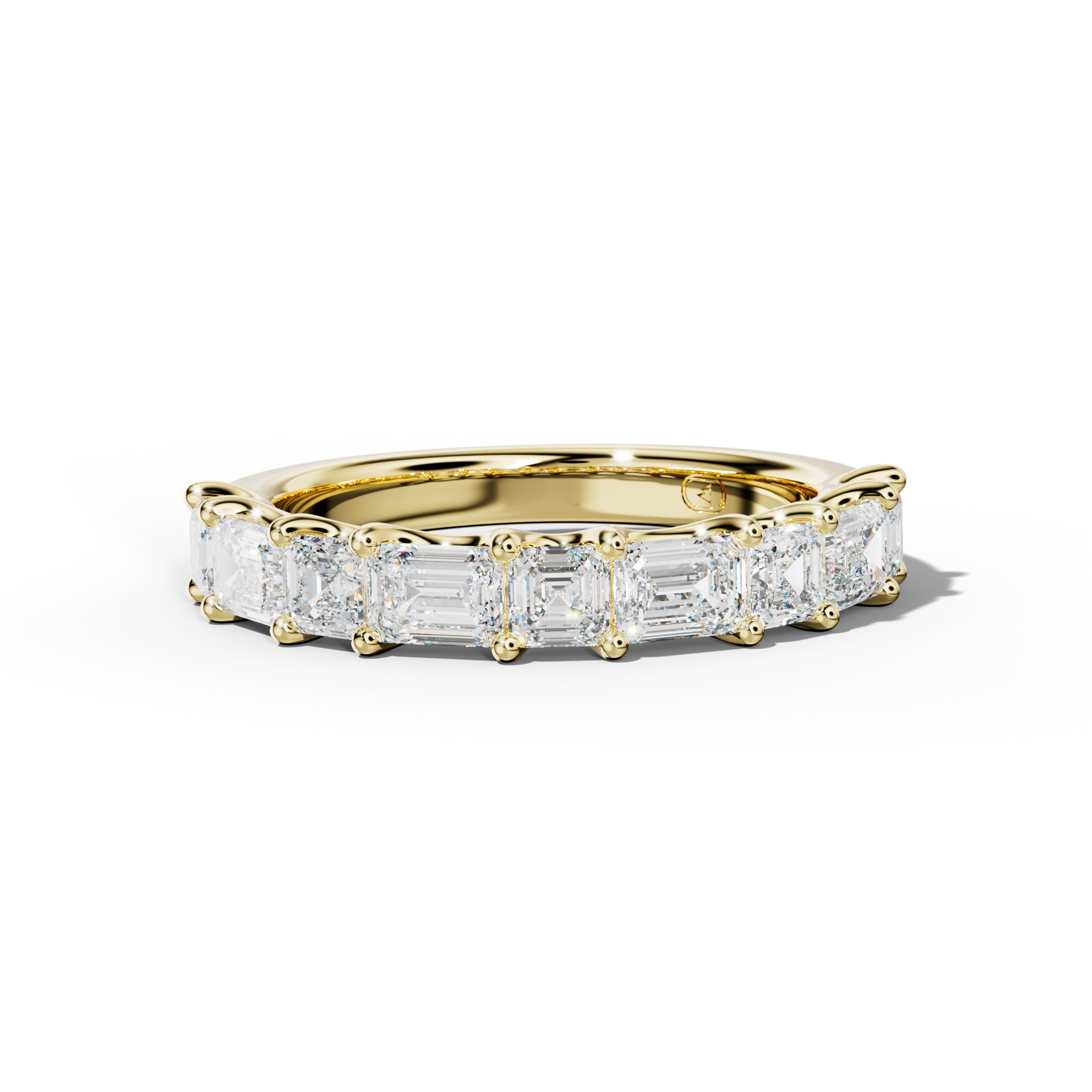 2.0 Carat East West Emerald and Asscher Diamond Half Anniversary Band Shared Prong