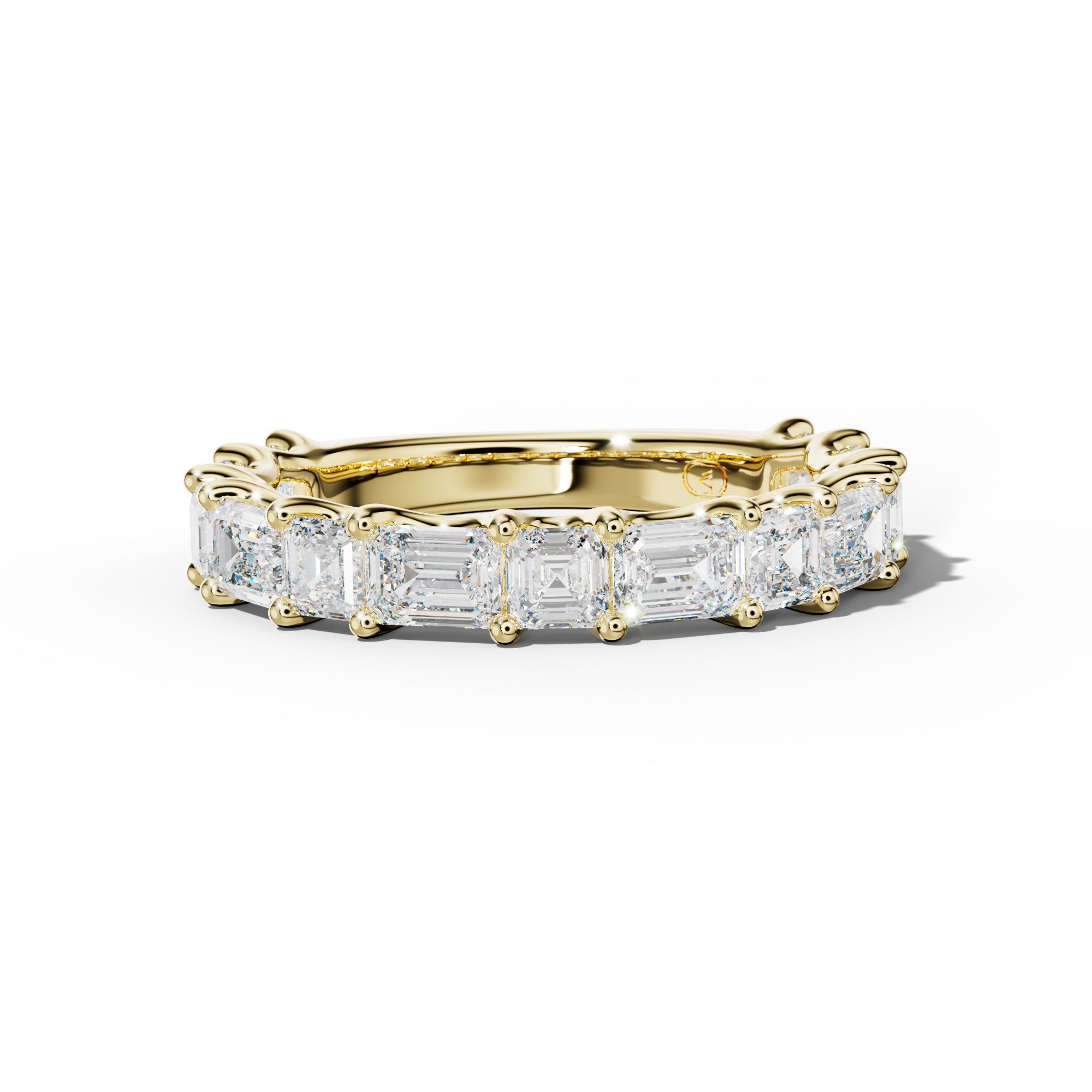 3.0 Carat East West Emerald and Asscher Diamond 3/4 Anniversary Band Shared Prong