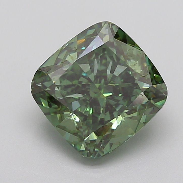 4.28 Carat Cushion Cut Fancy Green