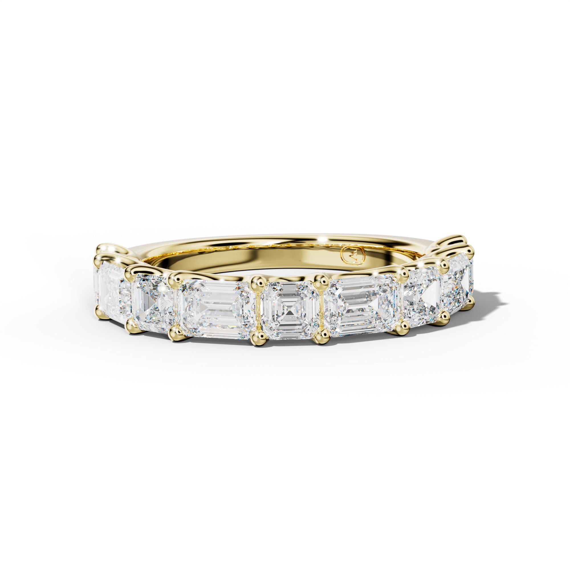 3.0 Carat East West Emerald and Asscher Diamond Half Anniversary Band Shared Prong