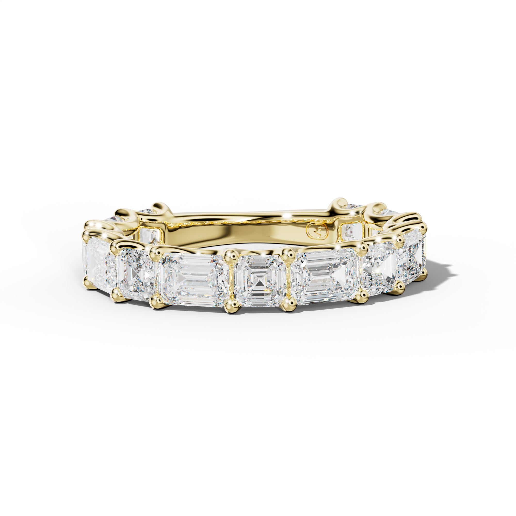 4.0 Carat East West Emerald and Asscher Diamond 3/4 Anniversary Band Shared Prong