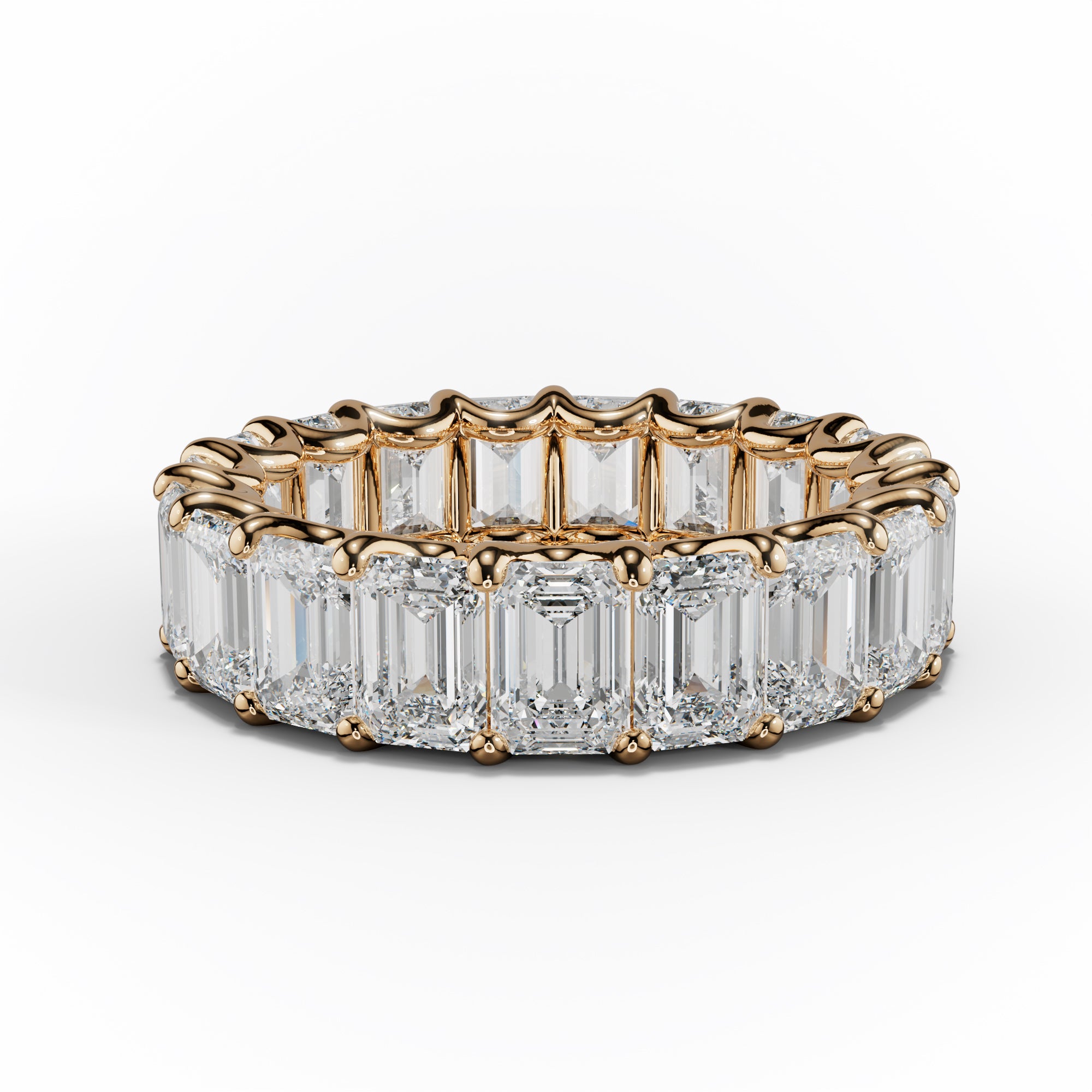 7.0 Carat Emerald Cut Diamond Eternity Band Shared Prong