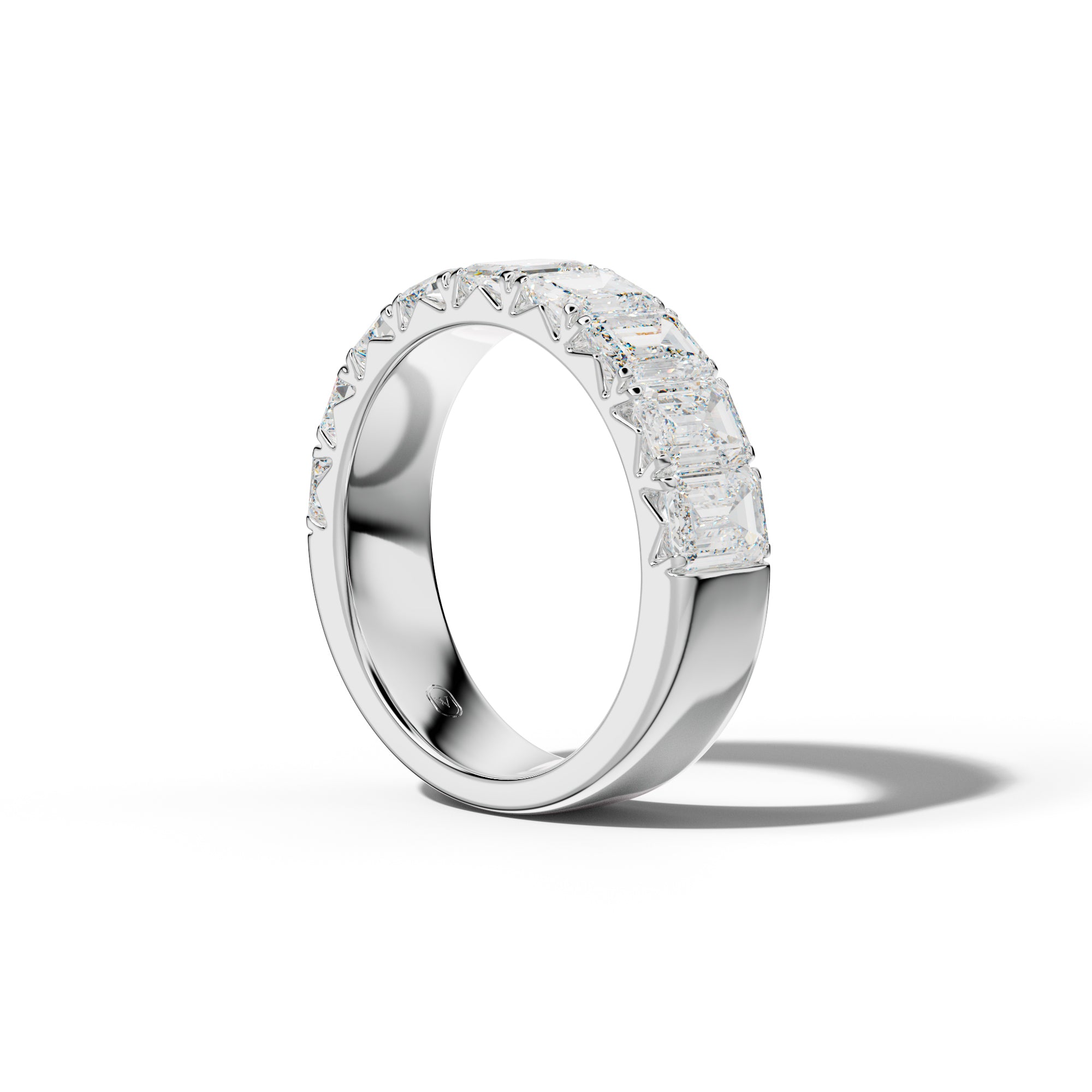 4.0 Carat Emerald Cut Diamond French Pave Half Anniversary Band