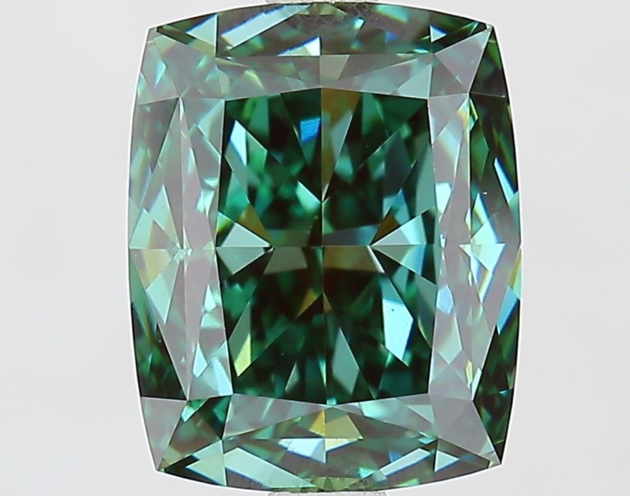 3.06 Carat Cushion Cut Fancy Green