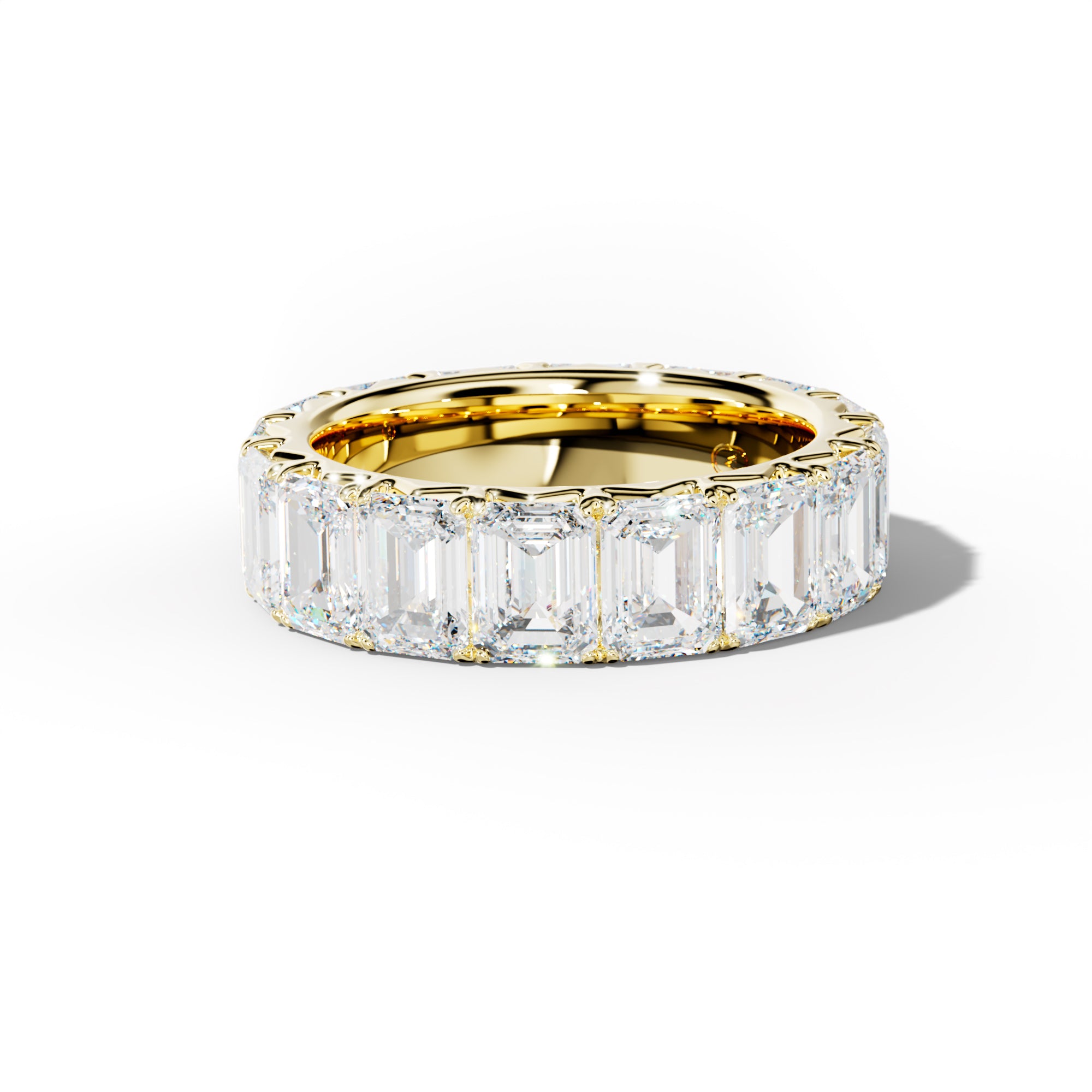 9.0 Carat Emerald Cut Diamond French Pave Eternity Band