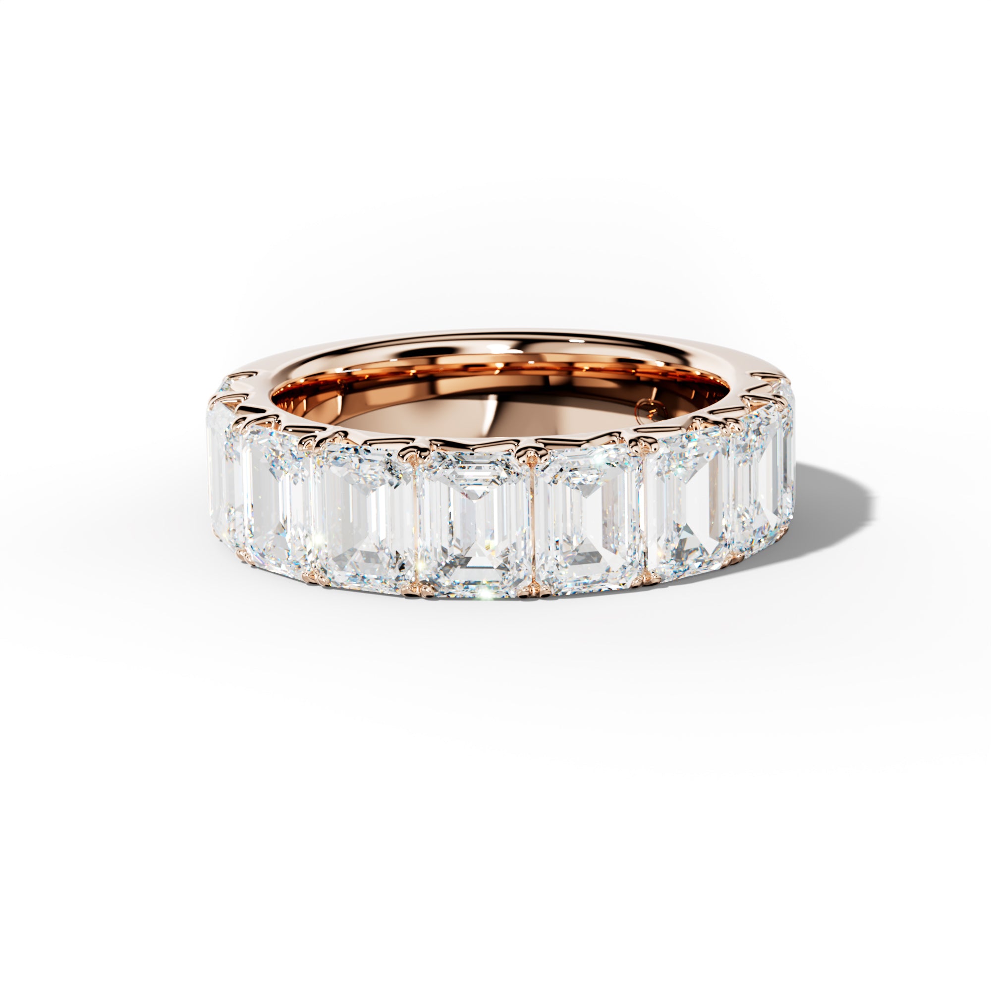 5.0 Carat Emerald Cut Diamond French Pave Half Anniversary Band