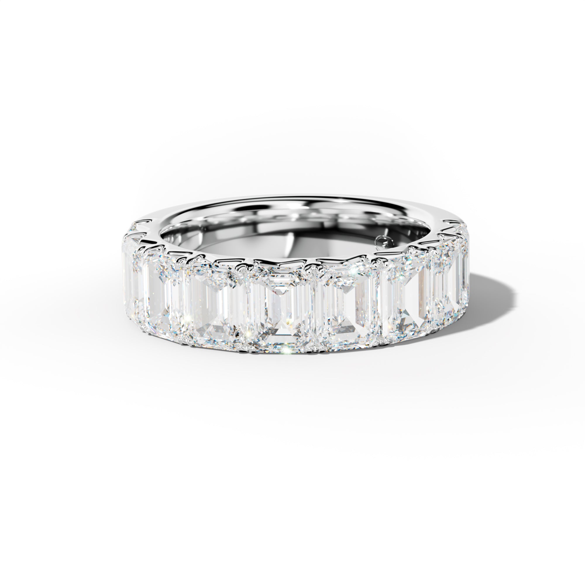 5.0 Carat Emerald Cut Diamond French Pave Half Anniversary Band