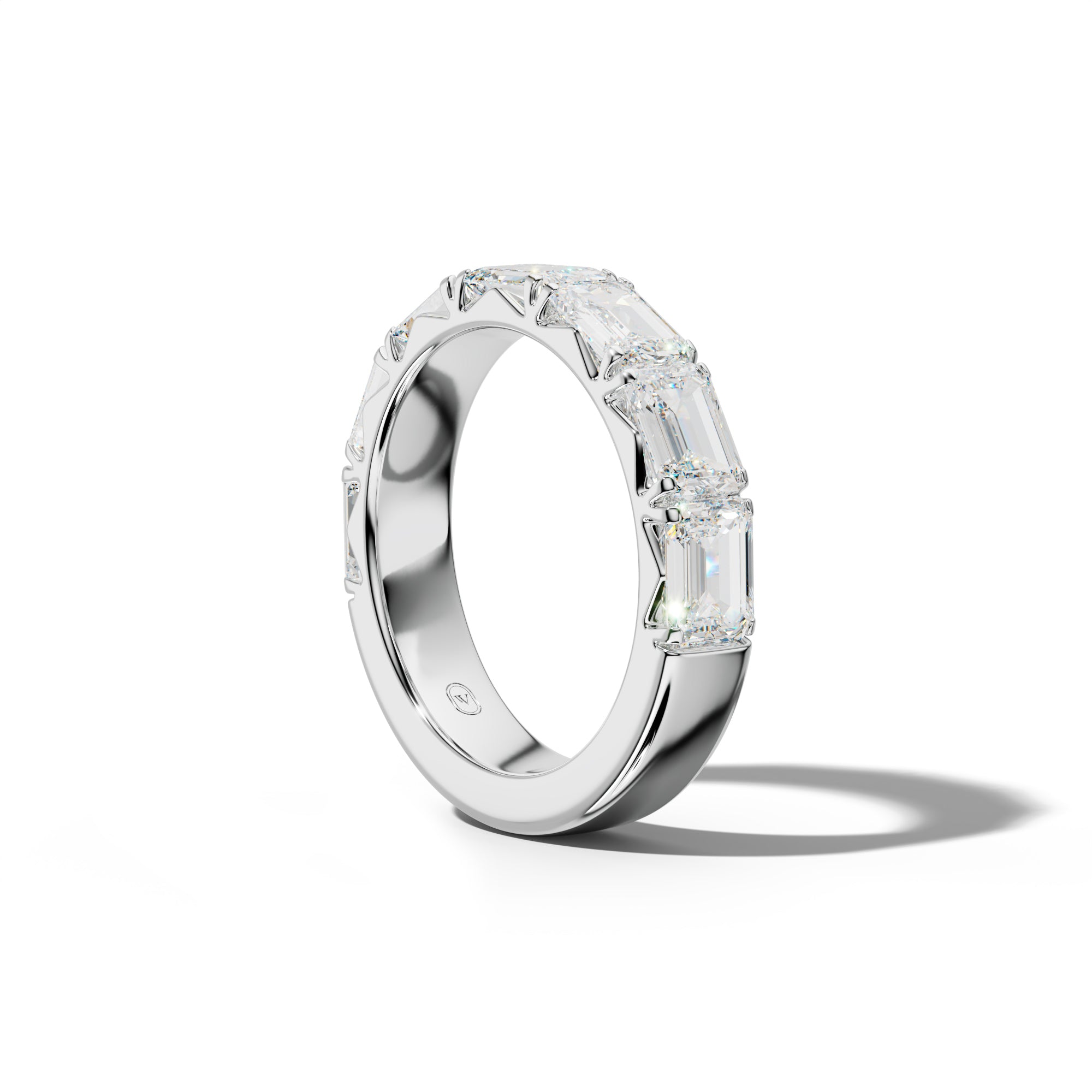 5.0 Carat East West Emerald Cut Diamond French Pave Half Anniversary Band